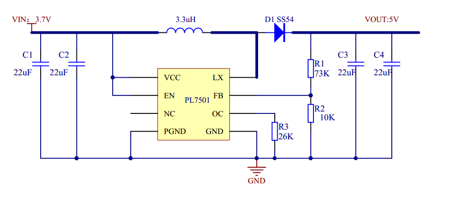 3V，3.3V，3.7V升壓6V，輸出1.5A的升壓IC-PL7501