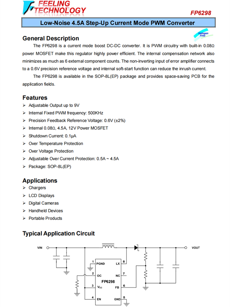 FP6298 低噪聲4.5A升壓電流模式PWM轉(zhuǎn)換器IC FP6298 低噪聲4.5A升壓電流模式PWM轉(zhuǎn)換器IC