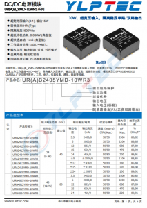 URB2409YMD-10WR3  10W，超寬壓輸入，隔離穩(wěn)壓單路/雙路輸齣