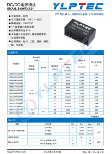 URA2424S-6WR3  寬壓輸入，隔離穩(wěn)壓單路/正負(fù)雙路輸出